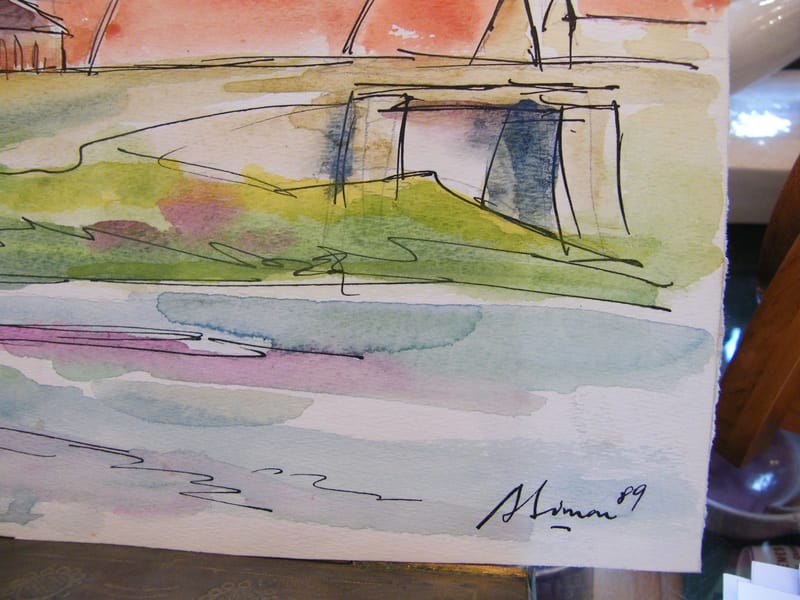 "Aquarelle Herbitzheim A Simon 1926-2014 1999 Artiste Lorrain" — vue 3
