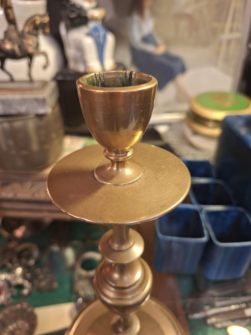Bougeoir Disques Bronze Ancien — vue 3