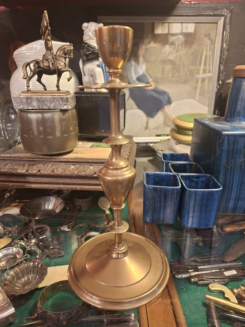 Bougeoir Disques Bronze Ancien