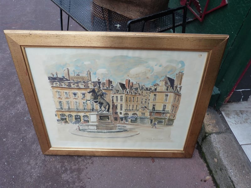 Marguerite Bermond Aquarelle Paris Place des Victoires 1911 1991 dite Marg