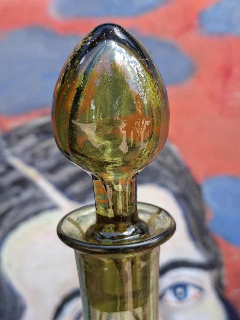 Carafe Verre Blason émaillé Lion debout ancienne — vue 3