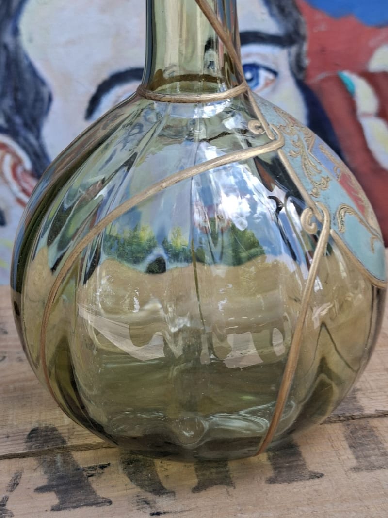Carafe Verre Blason émaillé Lion debout ancienne — vue 4