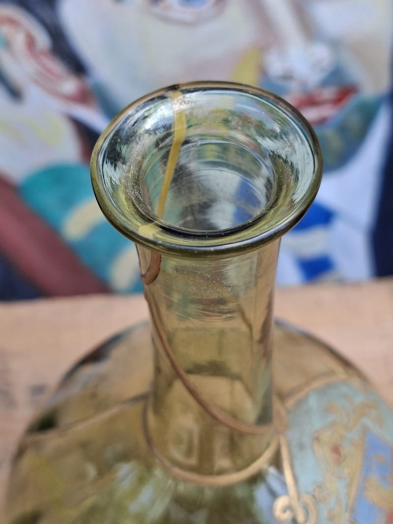 Carafe Verre Blason émaillé Lion debout ancienne — vue 6