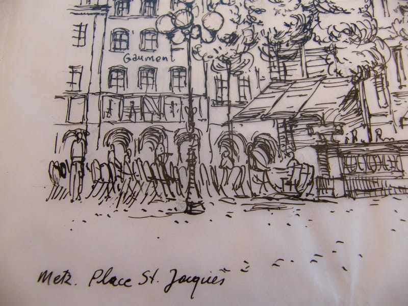 Place St Jacques Metz André Simon 1926-2014 Encre de Chine sur calque — vue 2