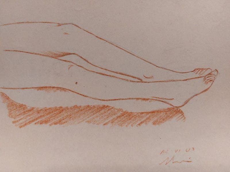 Crayon André Simon 1946 Artiste Lorrain Metz Etude Jambes — vue 2