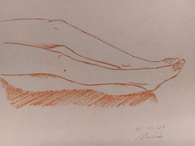 Crayon André Simon 1946 Artiste Lorrain Metz Etude Jambes — vue 4