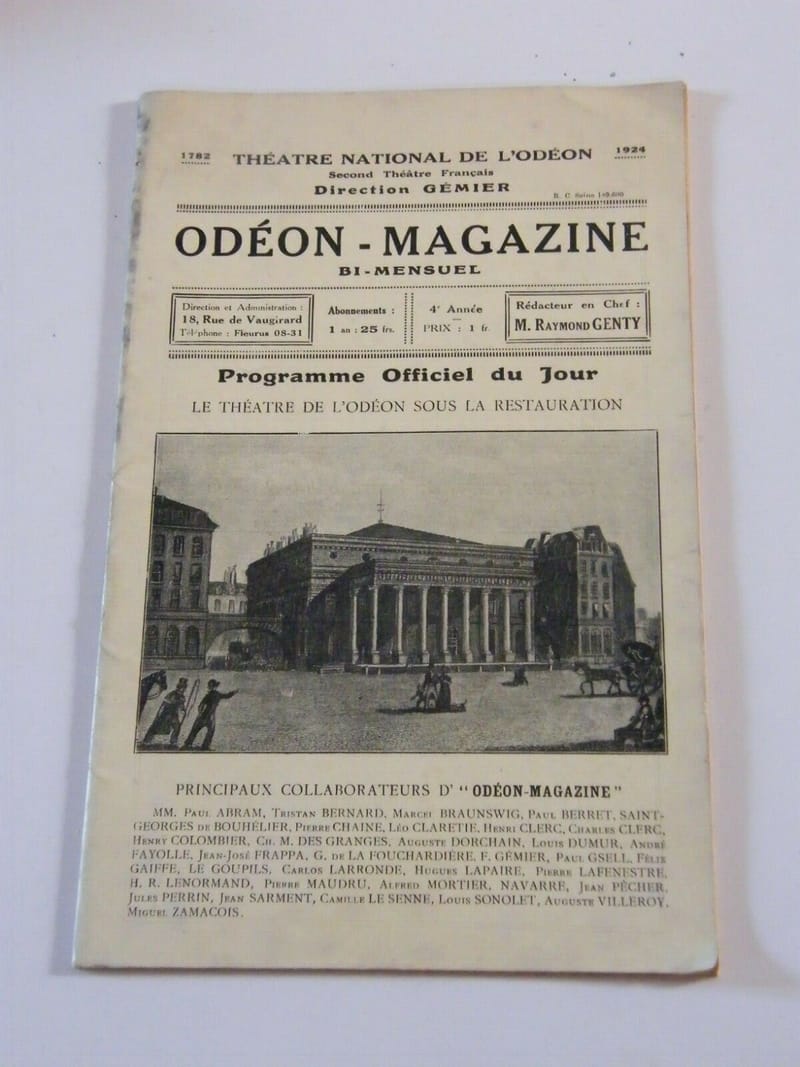 Le Cid Programme Théâtre Odéon Magazine 1924