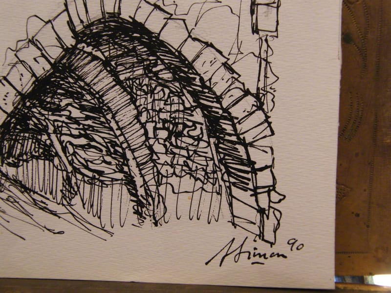 Metz Porte des Allemands André Simon 1990 Artiste Lorrain Encre de Chine — vue 3