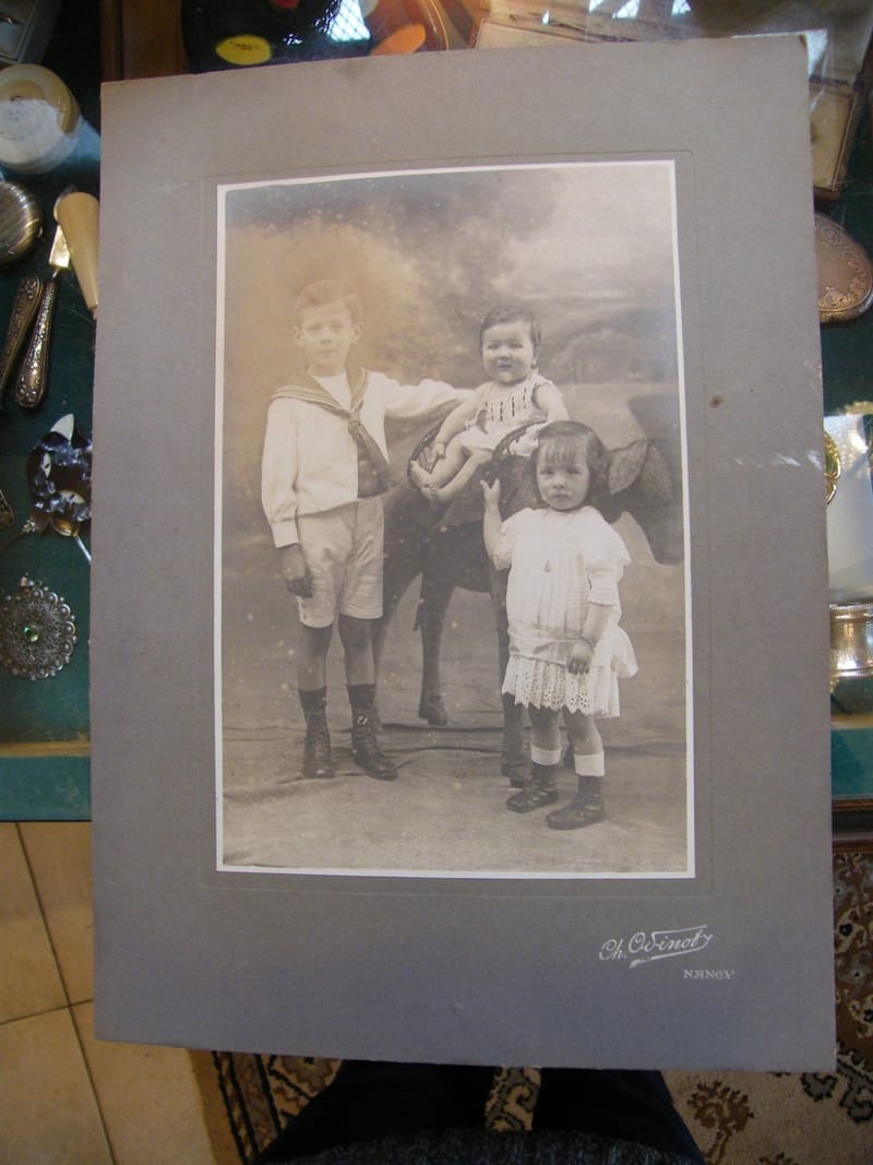 Photographie Enfants âne Grand Format début XX ème siècle Ch Odinot Nancy