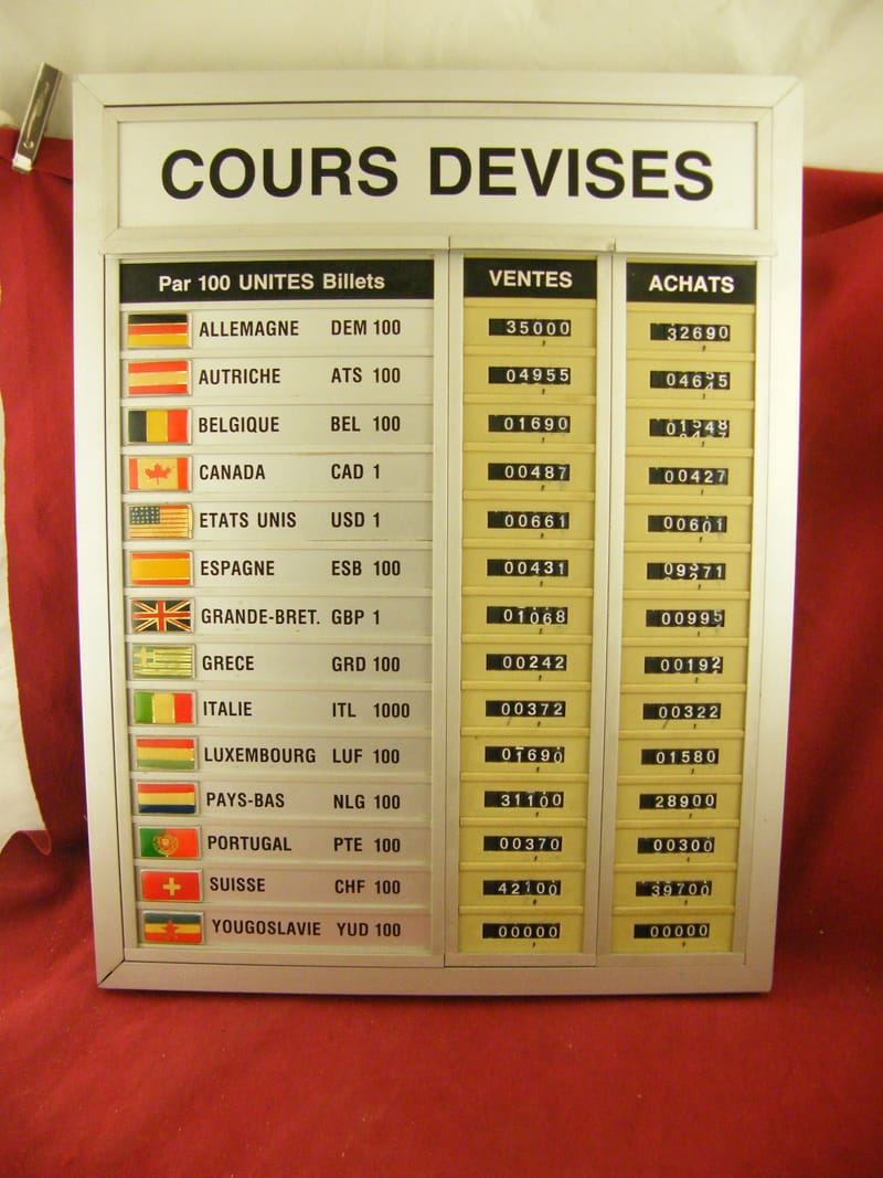 "Cadre Cours Devises Typoklett Cours de Change Années 80 Déco Vintage"
