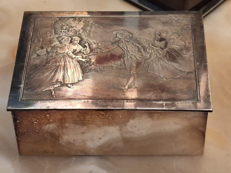 Boite Bijoux Argent Plaqué Le Colin Maillard Wicker Silver Silber