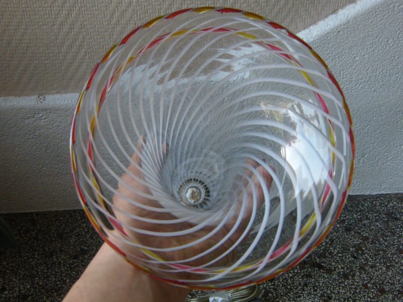 Pied Lampe Cornet Verre Années 60 Torsades — vue 6