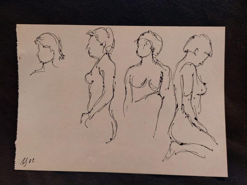 Encre André Simon 2002 Artiste Lorrain Metz AS Nu esquisses