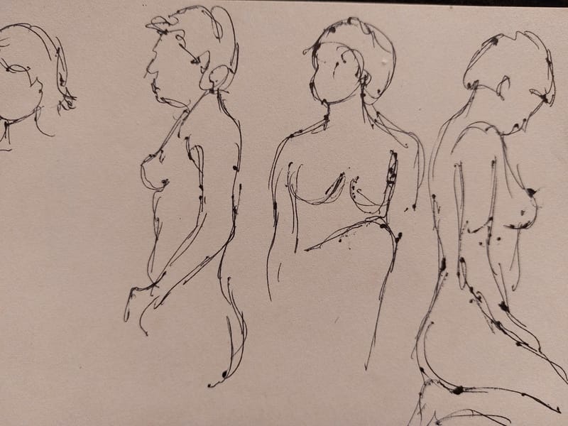 Encre André Simon 2002 Artiste Lorrain Metz AS Nu esquisses — vue 2