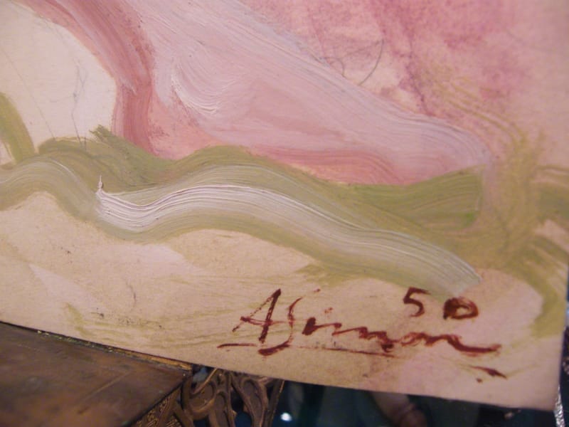 Femme Nue André Simon 1926-2014 Artiste Lorrain 1950 Huile sur Papier — vue 3