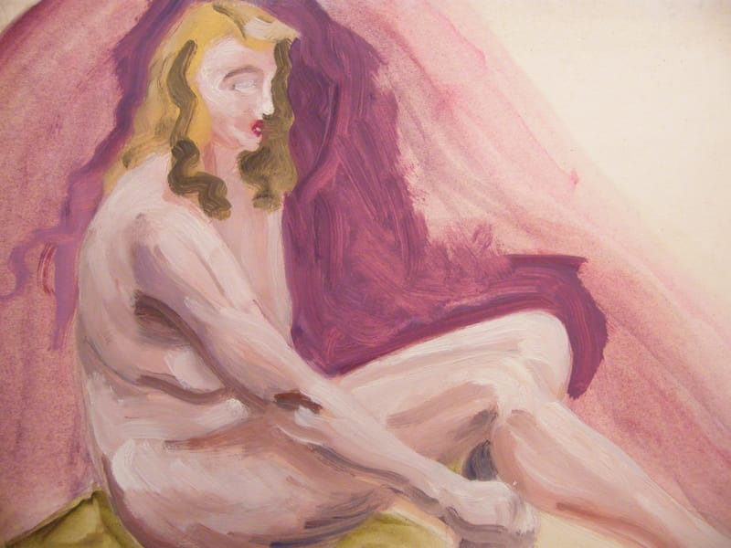 Femme Nue André Simon 1926-2014 Artiste Lorrain 1950 Huile sur Papier — vue 2