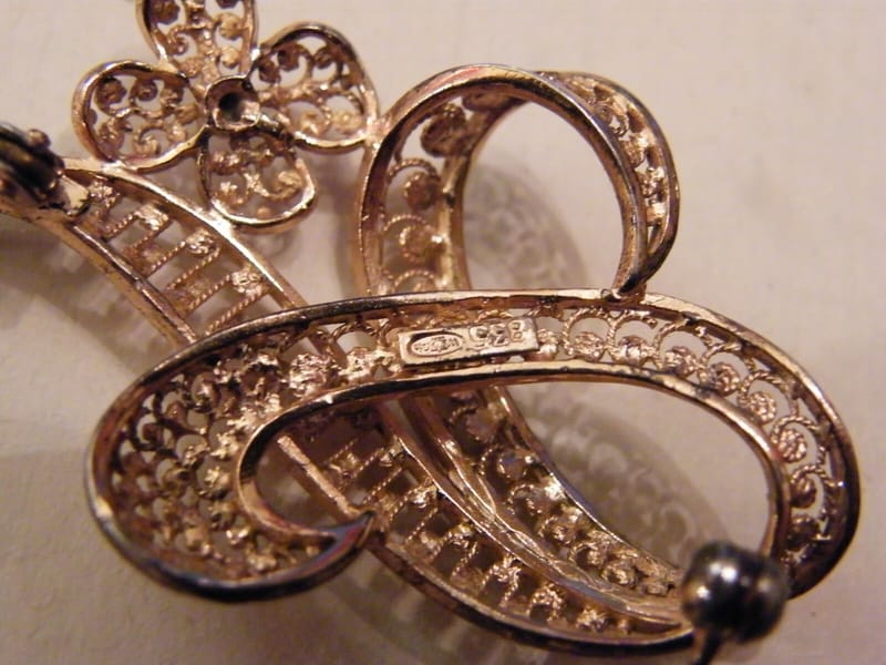 Broche Argent Massif Vermeil Silver Silber 925 — vue 4