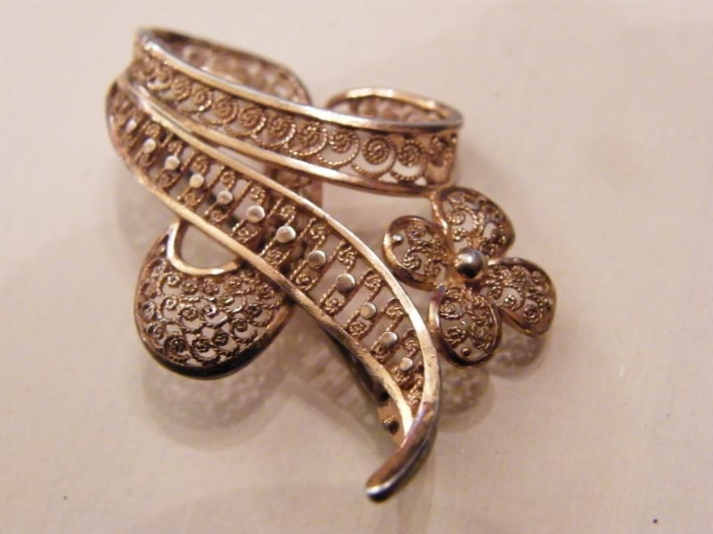 Broche Argent Massif Vermeil Silver Silber 925 — vue 2