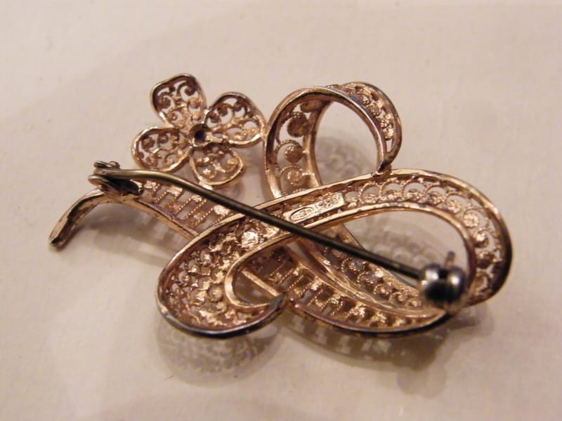 Broche Argent Massif Vermeil Silver Silber 925 — vue 3