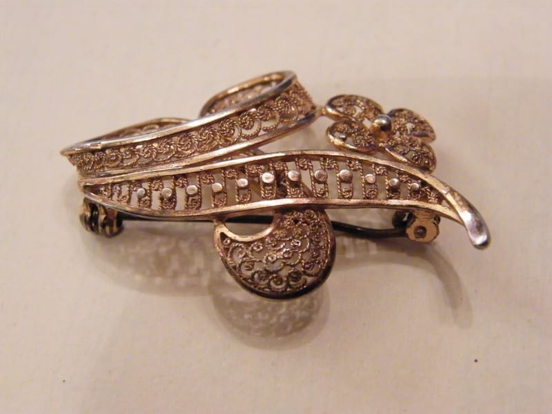 Broche Argent Massif Vermeil Silver Silber 925