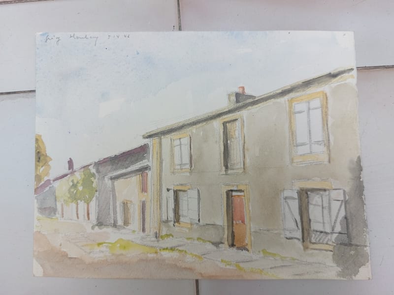 Metz Grigy A.Simon 1926-2014 1945 Artiste Lorrain Aquarelle