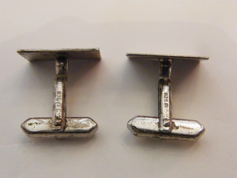 Argent Massif Boutons Manchette Silver Silber 835 — vue 3