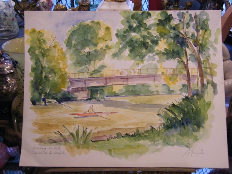 Montigny les Metz Moselle André Simon 1926-2014 1994 Artiste Lorrain Aquarelle