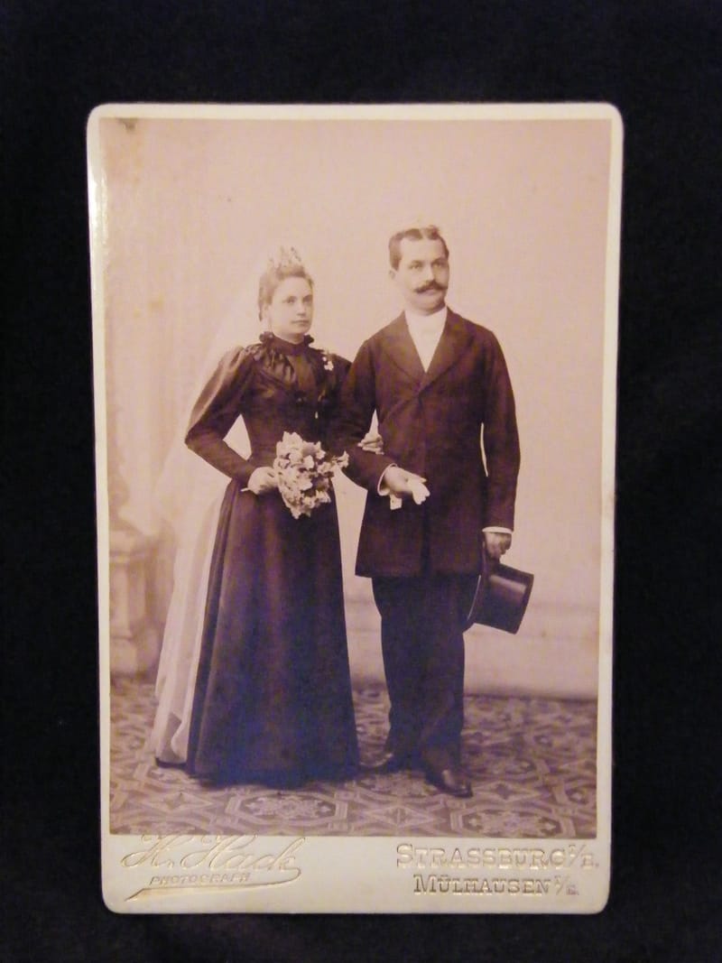 "Photographie  Couple mariés H Hack Strasbourg  XIX ème Siècle"