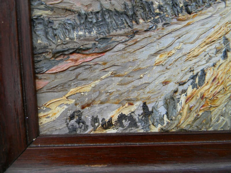 Jean Baptiste Brenal Paysage bord de rivière Huile sur Bois au Couteau — vue 3