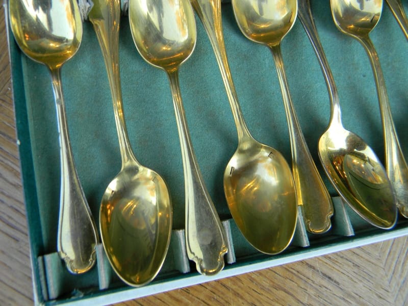 Christofle  Pompadour  Cuillères Moka Argent Doré Silver Silber — vue 2