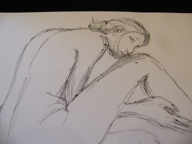 Véronique Femme Nue André Simon 1926-2014 Artiste Lorrain 2004 Esquisse au Stylo — vue 3