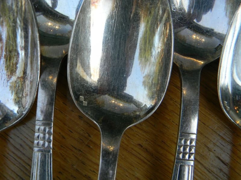Christofle Cuillères Soupe Art Déco Argent Plaqué Alfénide Diamant Silver — vue 3
