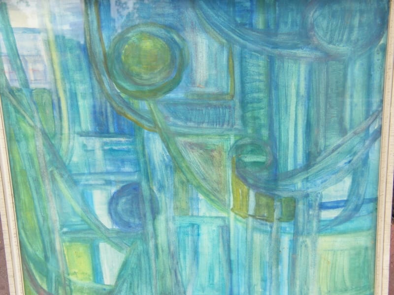 Figures Abstraites Signée B Louis 1968 Gouache sur Papier — vue 4