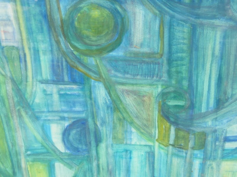 Figures Abstraites Signée B Louis 1968 Gouache sur Papier — vue 2