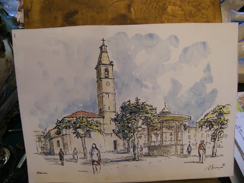 Oraison André Simon 1926-2014 1986 Artiste Lorrain Aquarelle