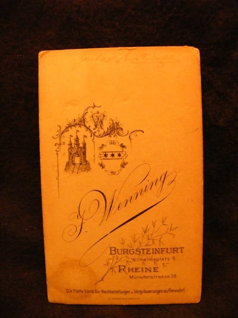 "Photographie Homme F Wenning Burgsteinfurt Rheine Allemagne Fin XIX ème Siècle" — vue 2