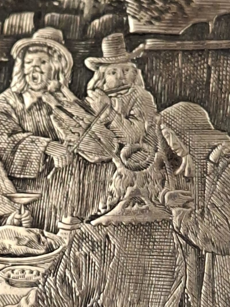 Boite Bijoux Argent Plaqué Scène repas Silver Silber — vue 5
