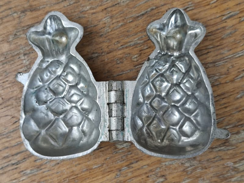 Moule Massepain Chocolat Ananas Fruit Ancien étain