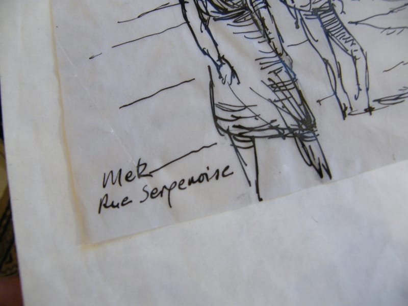 Metz Rue Serpenoise André Simon 1926-2014 Encre de Chine sur calque — vue 2