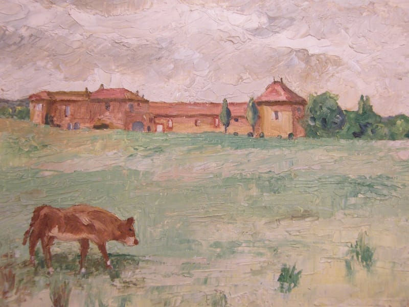 Ferme St Ladre Huile Papier André Simon 1926-2014 Artiste Lorrain 2005 — vue 2