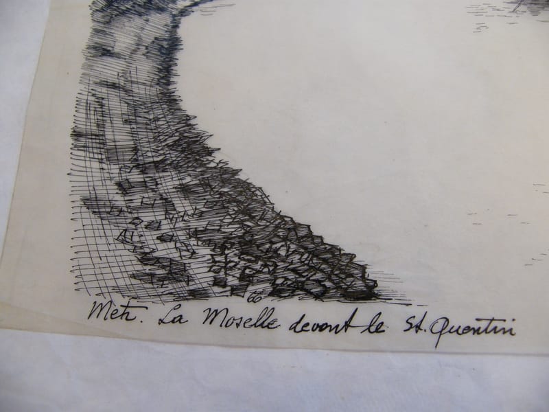 "Encre de Chine sur calque Moselle Metz André Simon 1926-2014 Artiste Lorrain" — vue 2