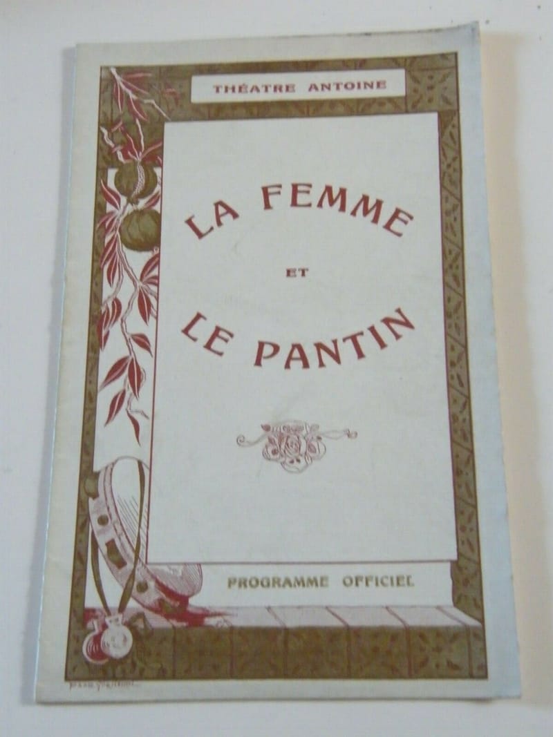 Programme Théâtre Antoine La femme et le pantin Années 20