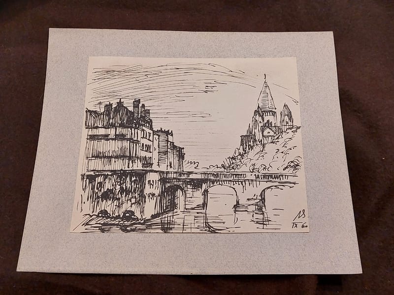 Encre André Simon 1960 Artiste Lorrain Metz Temple