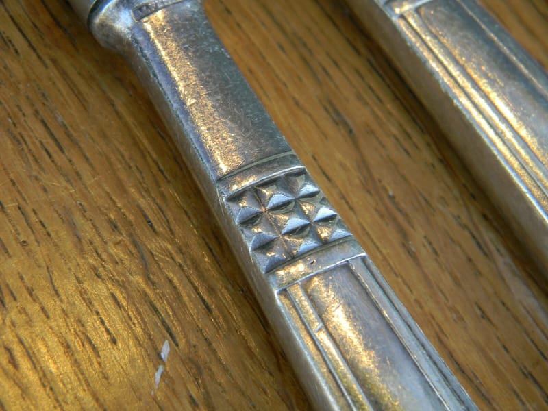 Christofle Art Déco Couteaux Viande Argent Plaqué Alfénide Diamant Silver — vue 6