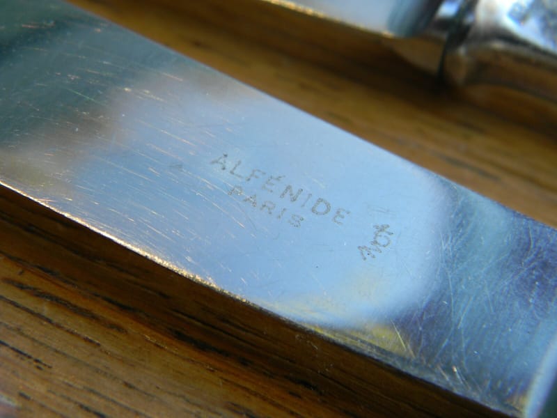 Christofle Art Déco Couteaux Viande Argent Plaqué Alfénide Diamant Silver — vue 4