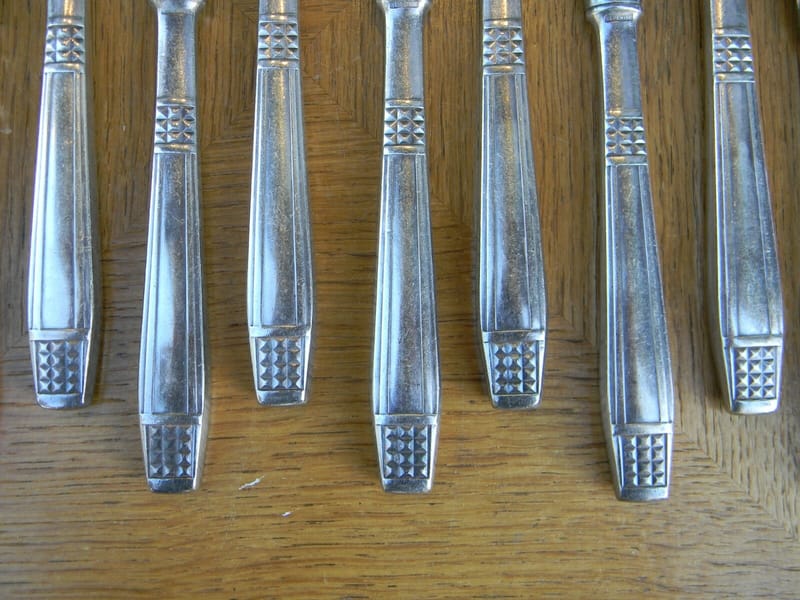 Christofle Art Déco Couteaux Viande Argent Plaqué Alfénide Diamant Silver — vue 2