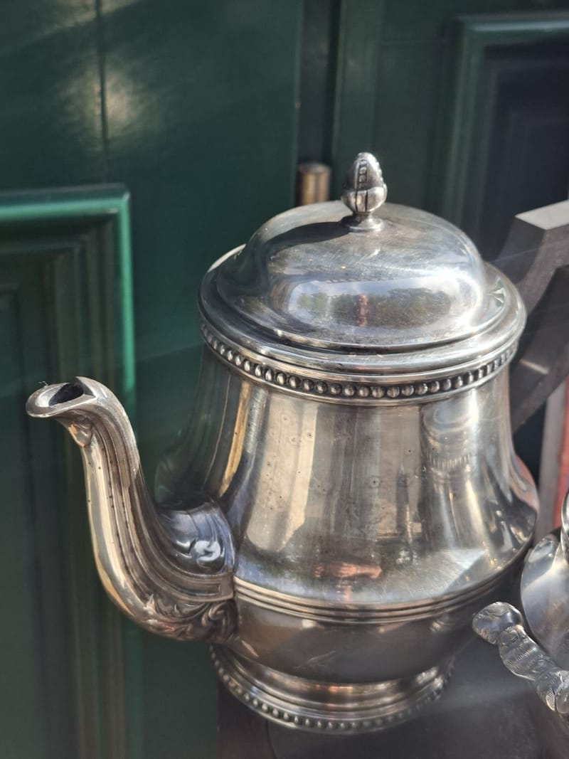 Service Café Thé Argent Plaqué Ercuis Perles Silver Silber — vue 2
