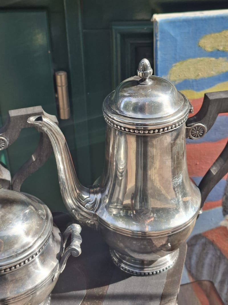Service Café Thé Argent Plaqué Ercuis Perles Silver Silber — vue 3