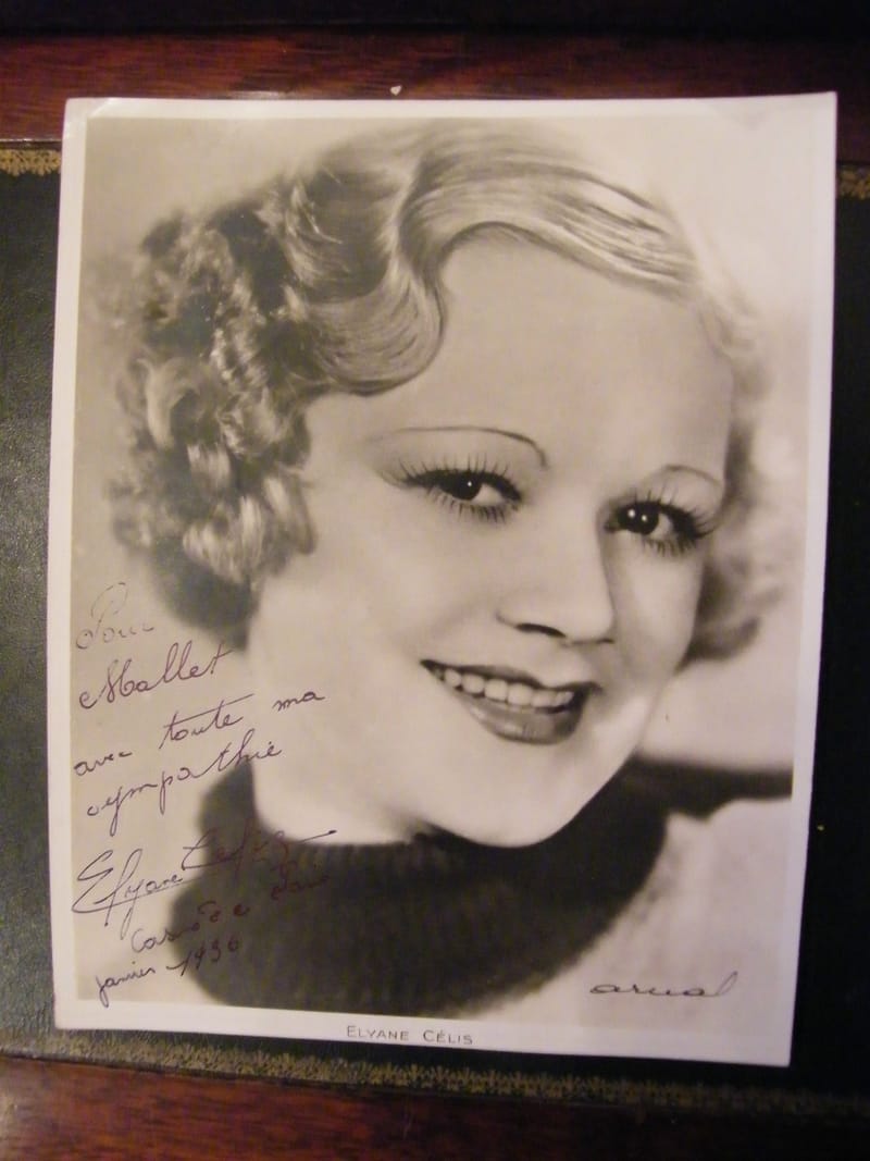 "Photographie Autographe Elyane Célis Janvier 1936 Casino de Paris"