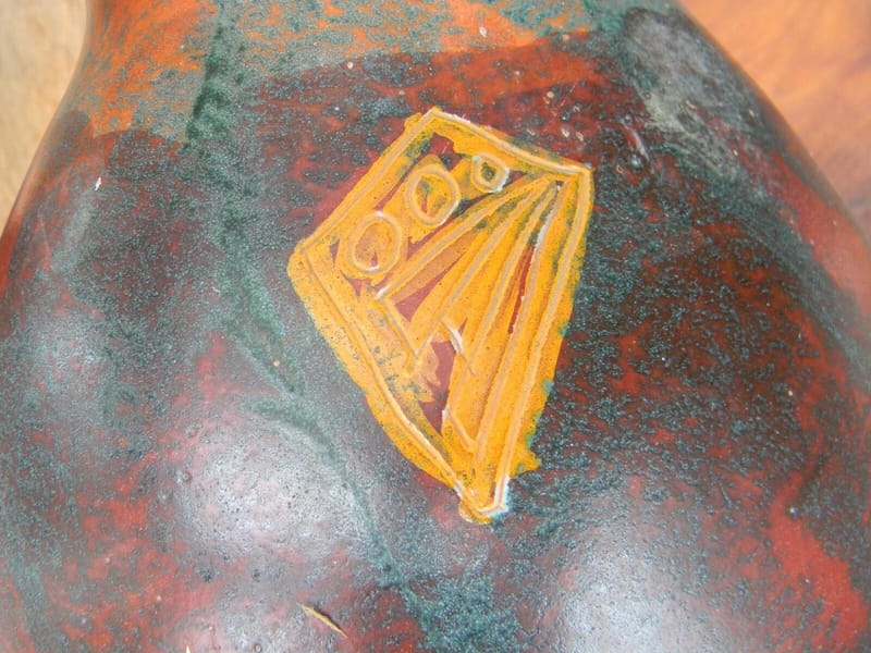 Jean Austruy Céramique Vase Africaniste Scarifié 1958 France Signé — view 8 of 10